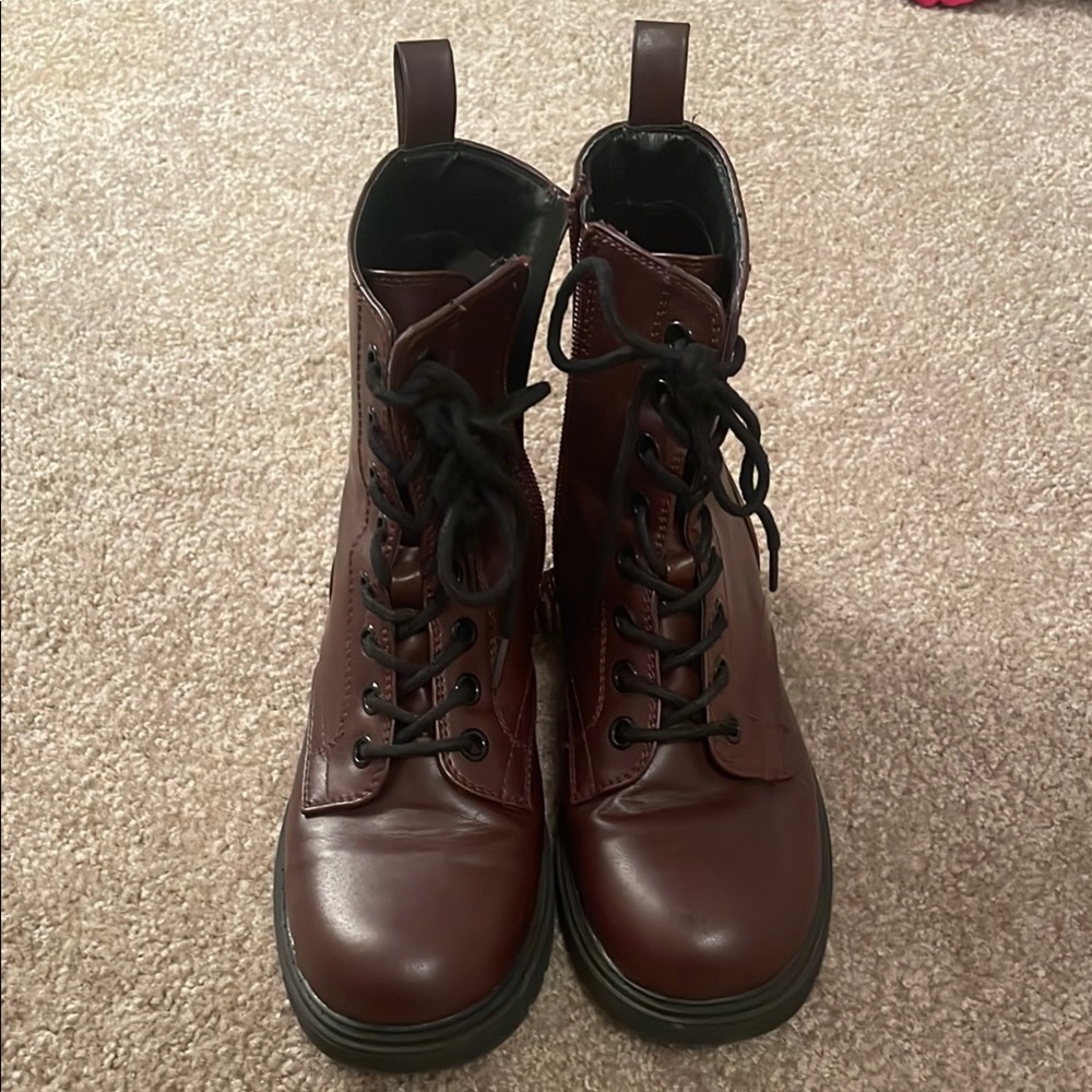 Brown Lace-Up Combat Boots